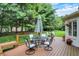 Enjoy the spacious back deck, perfect for outdoor dining and relaxing under the trees at 12450 Petalon Trce, Fishers, IN 46037
