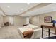 Spacious finished basement featuring plush carpeting, recessed lighting, and a large sofa at 12450 Petalon Trce, Fishers, IN 46037