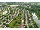 Aerial view shows the home's location relative to neighborhood amenities including a pool and tennis courts at 13757 Flintridge Pass, Carmel, IN 46033