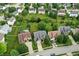 Overhead view of residences showing manicured lawns, tree coverage, and nearby street access at 13757 Flintridge Pass, Carmel, IN 46033