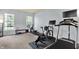 Bright home gym with carpet, plenty of natural light, and modern exercise equipment at 13757 Flintridge Pass, Carmel, IN 46033
