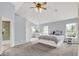Spacious main bedroom with vaulted ceilings, sitting area, and en-suite bathroom at 13757 Flintridge Pass, Carmel, IN 46033
