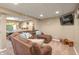 Cozy basement living area with comfortable seating, a TV and carpeted floors at 1393 Turfway Dr, Avon, IN 46123