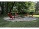 Charming backyard firepit area with Adirondack chairs, ideal for cozy outdoor gatherings and relaxation at 14407 Bryn Mawr Dr, Fishers, IN 46038