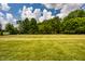 Expansive backyard featuring lush green lawn, mature trees, and white fencing in the distance at 15920 Oak Park Ct, Westfield, IN 46074