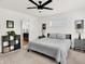 A bedroom with neutral carpet, a queen-sized bed, and gray nightstands with lamps at 2720 Guilford Ave, Indianapolis, IN 46205