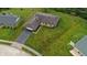 Aerial view of a residential property highlighting the house, surrounding lawn, and property boundary at 6851 Azalea Dr, Indianapolis, IN 46214