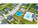Expansive aerial view of the community featuring a pool, playground, and tennis courts at 843 Garrow Dr, Westfield, IN 46074