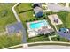 An aerial view showcases the community pool, playground, basketball court, and well-maintained landscaping at 9053 Fitzgerald Dr, Indianapolis, IN 46239