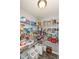 A walk-in pantry offers ample storage with wire shelving for organizing groceries and kitchen essentials at 9053 Fitzgerald Dr, Indianapolis, IN 46239