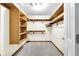 Walk-in closet with built-in shelves and carpeted floors at 9735 Woodsong Ln, Indianapolis, IN 46229
