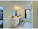 Bathroom featuring double vanity, ample cabinet space, and neutral-toned flooring at 980 S Raylee Garden Dr, New Palestine, IN 46163