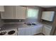 Well-lit kitchen showcasing ample counter space, cabinetry, and a stainless steel double sink beneath a window at 1521 N Tacoma Ave, Indianapolis, IN 46201