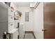 This basement is functional with storage solutions and a washer and dryer at 155 Hoover Dr, , IN 46164