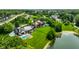 Beautiful aerial view showcases houses with pools and lovely landscaping near the pond at 18 Lost Run Ln, Zionsville, IN 46077