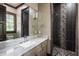 Stylish bathroom featuring a sleek vanity with granite countertops, and walk-in glass shower at 18 Lost Run Ln, Zionsville, IN 46077