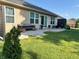 Charming backyard patio with a cozy seating area and lush greenery, perfect for outdoor relaxation and entertainment at 1820 Irish Lake Ln, Indianapolis, IN 46239