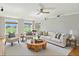 Bright living room with a fan, plush seating, large windows, and a view of the outdoors at 2251 Somerset Dr, Franklin, IN 46131