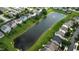 A beautiful aerial shot of a residential neighborhood with a scenic pond and well-maintained lawns at 2253 Bridlewood Dr, Franklin, IN 46131