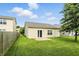 The backyard has a sliding glass door and a well maintained lawn at 2253 Bridlewood Dr, Franklin, IN 46131