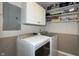 Bright laundry room with new washer and dryer, shelving, and storage at 408 Ottawa Dr, Indianapolis, IN 46217