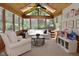 Sunroom with natural light, wood accents, and a cozy seating area at 4585 Abbey Dr, Carmel, IN 46033