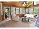 Cozy sunroom with skylight, wood-paneled walls, multiple windows and comfortable seating at 4585 Abbey Dr, Carmel, IN 46033