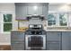 Kitchen featuring stainless steel appliances and gray cabinets at 5170 Mt Pleasant N St, Greenwood, IN 46142