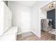 Convenient laundry room with white cabinets, modern washer and dryer, and stylish decor at 5294 Lndg Pl Ln, Noblesville, IN 46062