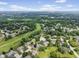 Expansive aerial view of a neighborhood with mature trees and a winding greenbelt under a partly cloudy blue sky at 5591 Royal Troon Way, Avon, IN 46123