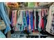 Walk-in closet filled with clothes on hangers and shoes on shelves at 741 Chestnut Ln, Brownsburg, IN 46112