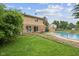 Beautiful backyard featuring a combination of grass, plants, and a swimming pool at 904 Dreamy St, Greenwood, IN 46142