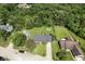 This home features a large, fenced backyard with a small wooden deck and mature trees surrounding the property at 9265 Brunson Run, Indianapolis, IN 46256