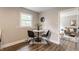 Cozy eating area adjacent to the kitchen features modern decor and plank flooring at 946 N Temple Ave, Indianapolis, IN 46201