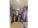 A fully stocked and organized walk-in closet with shelving and hanging storage at 1439 E Mckenzie Rd, Greenfield, IN 46140