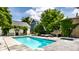 Beautiful pool surrounded by lush greenery and seating areas provides a tranquil retreat at 214 E St Joseph St, Indianapolis, IN 46202
