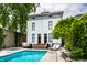 Back of house featuring pool, patio furniture, and lounging chairs in a tranquil outdoor setting at 214 E St Joseph St, Indianapolis, IN 46202