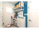 Mud Room showcases organization with shelving, shoe storage, and a vibrant blue accent wall at 265 Gathering Ln, Greenwood, IN 46143