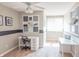 Home office featuring dual desks, pin boards, and natural light at 2901 Hazel Foster Dr, Carmel, IN 46033