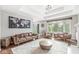Stylish living room with a comfortable leather sofa, designer rug, and large window with natural light at 2920 Bloomsbury S, Greenwood, IN 46143