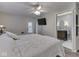 Bright bedroom featuring a double bed and an ensuite bathroom at 3641 Harrison St, Needham, IN 46162