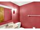 Cozy half bath featuring a marble vanity and red walls at 4070 Serenity Way Ct, Greenwood, IN 46142