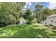 Picturesque backyard featuring a cozy fire pit area and beautiful landscaping at 5363 Primrose Ave, Indianapolis, IN 46220