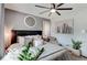 Comfortable bedroom featuring soft lighting, a decorative fan, and light gray walls at 5363 Primrose Ave, Indianapolis, IN 46220