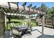 Lovely outdoor deck with shaded pergola and furniture overlooking the verdant backyard at 8030 5 Points Rd, Indianapolis, IN 46259