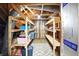 Basement storage area with ample shelving and visible utilities, perfect for organization at 8030 5 Points Rd, Indianapolis, IN 46259