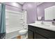 Cozy bathroom features a shower-tub combo, modern vanity, and stylish fixtures at 9858 Bryce Blvd, Pendleton, IN 46064