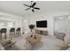 Bright living room featuring vaulted ceilings, modern decor, and an open layout, perfect for entertaining guests at 12121 Driftstone Dr, Fishers, IN 46037