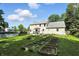 Exterior rear view of home with a pool, yard, and garden beds at 1224 S Hunter Rd, Indianapolis, IN 46239