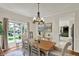 Elegant dining room with wood floors, crown molding, a wood table, and seating for six at 1377 Sedona Dr, Carmel, IN 46032